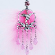 Сережки Love Angel с розовыми перьями и хрустальными стразами и подвесками